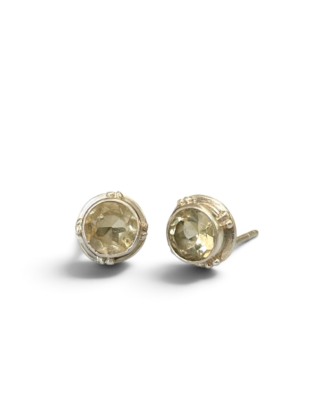 925 Sterling Silver, Golden Topaz Stud Earrings! Handmade earrings! VIBES